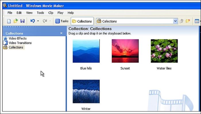 Windows Movie Maker Benutzeroberfläche.