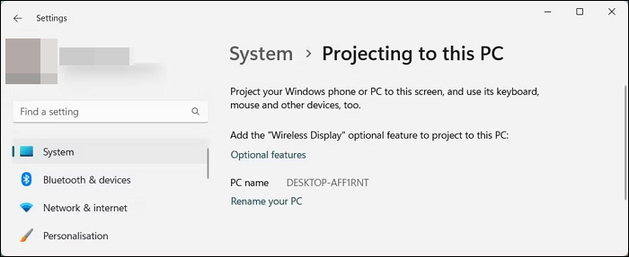 tela sem fio do windows