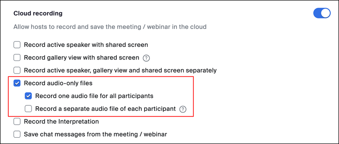 zoom cloud recording audio only