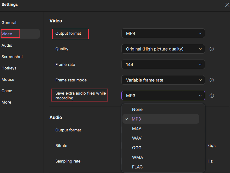 adjust video settings
