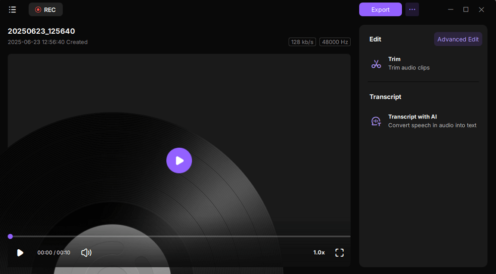 View audio recordings