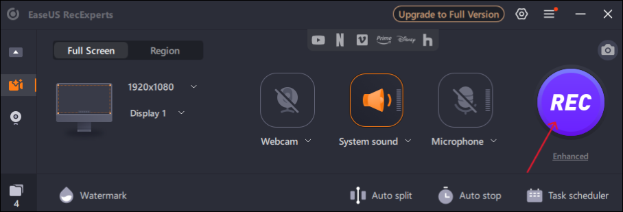 Passen Sie den Aufnahmemodus für das Streaming an