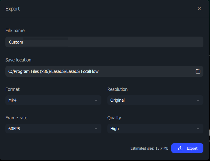 easeus focalflow export