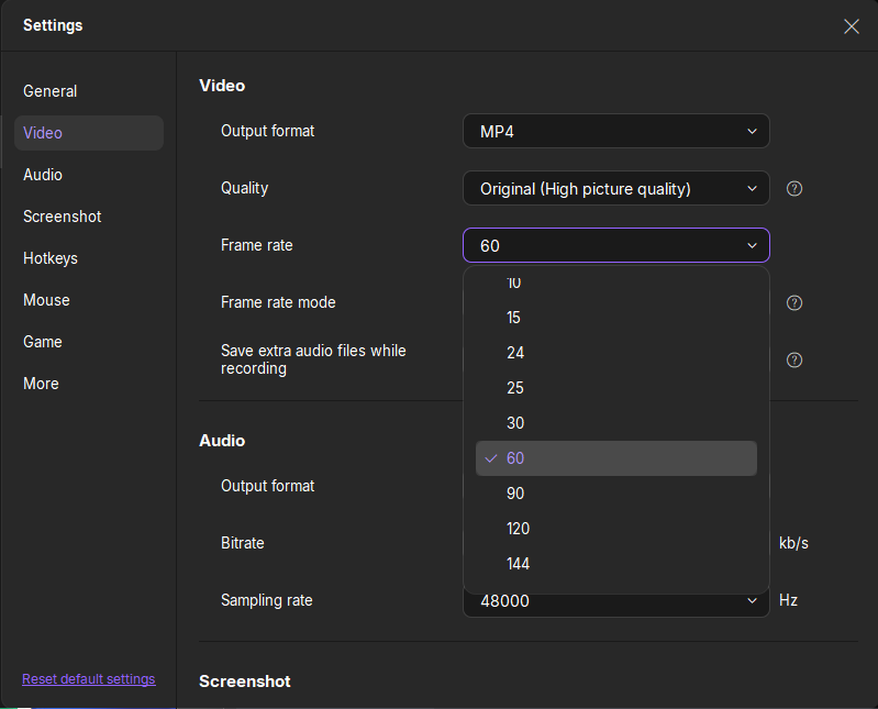 easeus recexperts 60fps