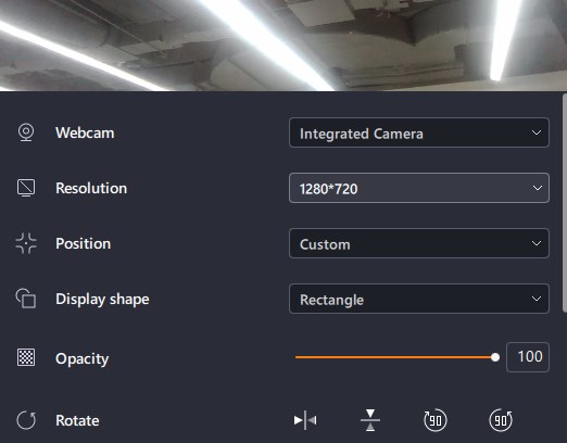 Adjust webcam settings