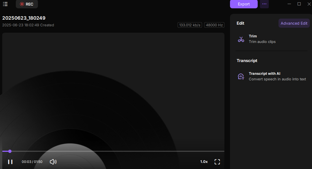 listen to or edit audio recording