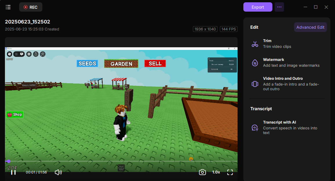 preview recorded game video
