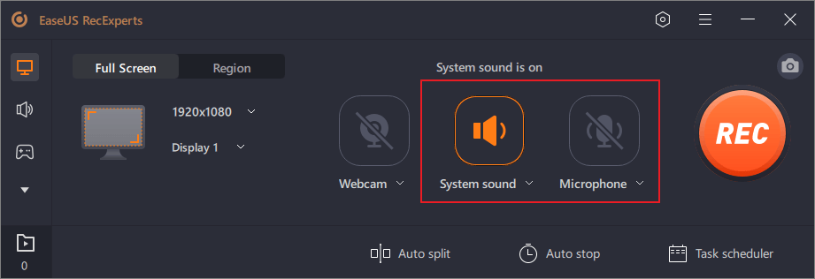 Grabar sonido del sistema o micrófono