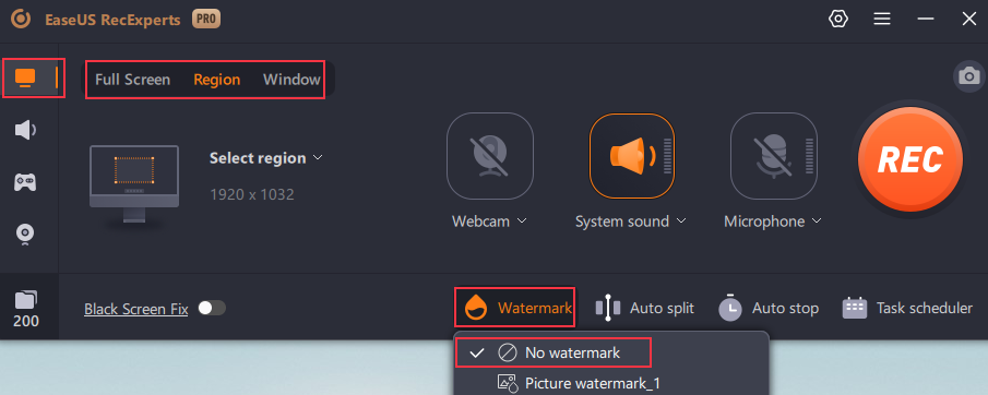 record screen without watermark with easeus recexperts
