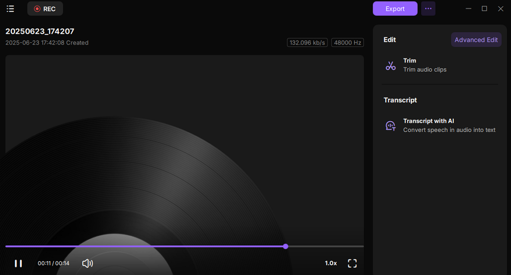 save and view audio recording