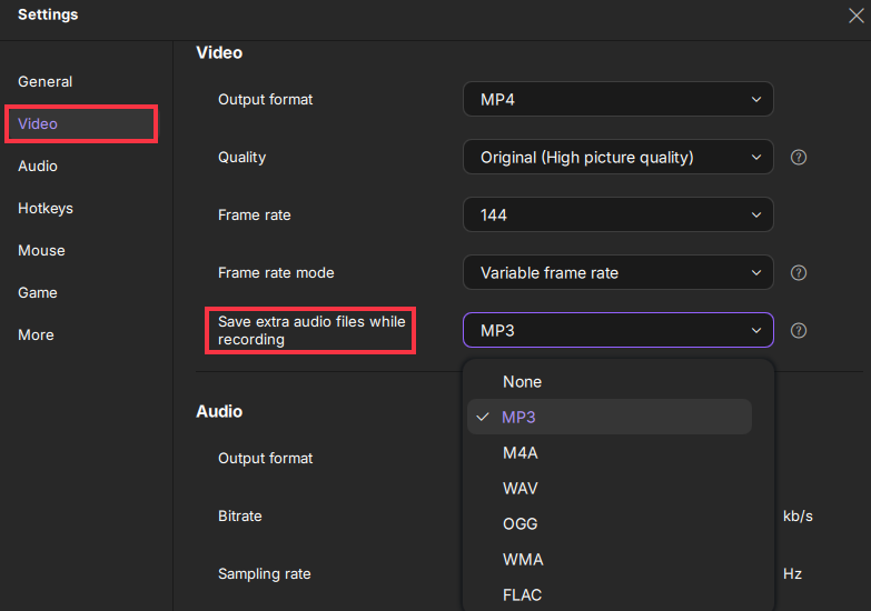 save extra audio file