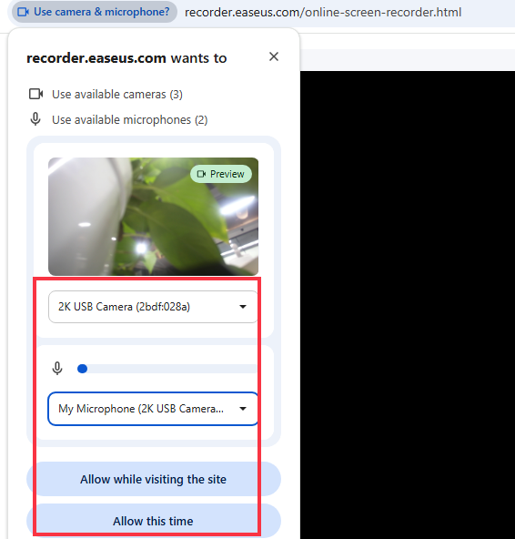 select your camera source 