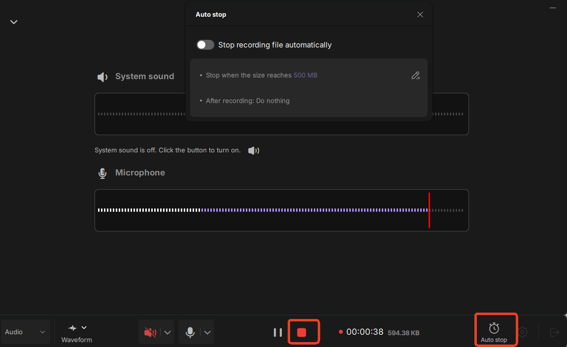 Start audio recording
