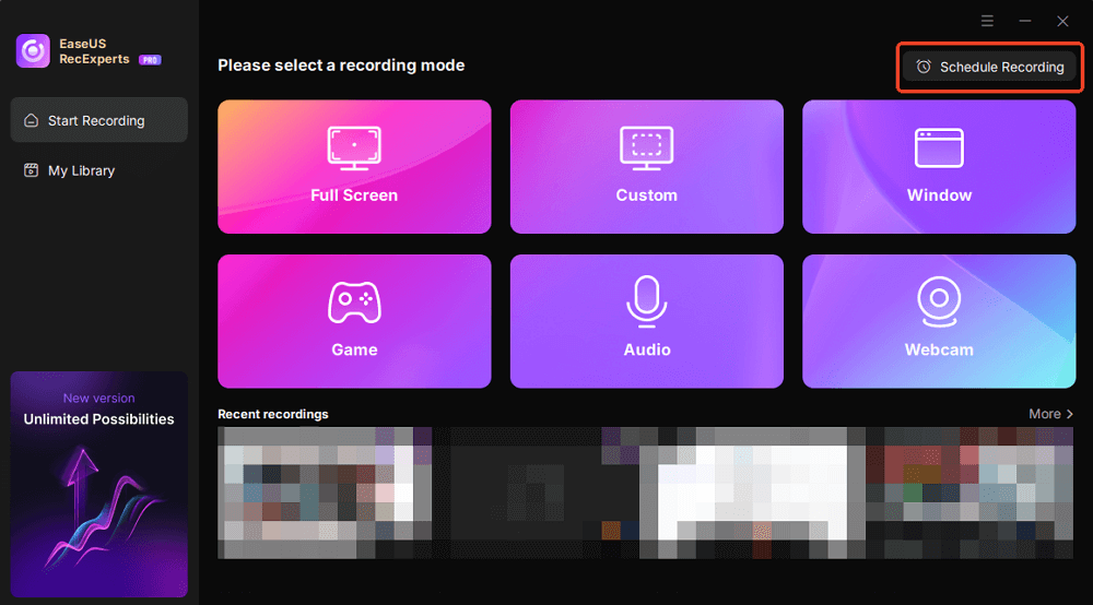 start schedule recording