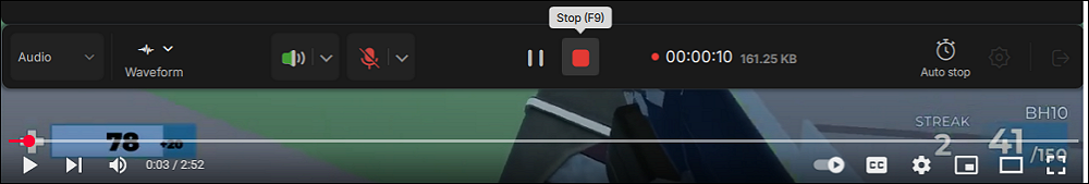 stop youtube audio recording