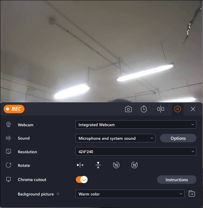 Adjust webcam settings