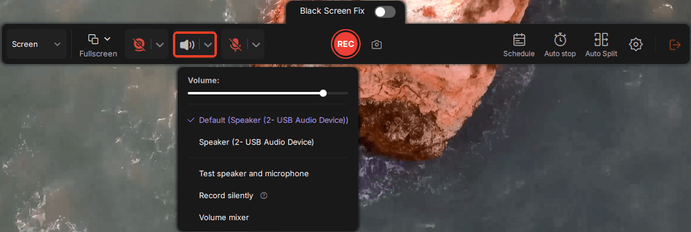 toggle on speaker