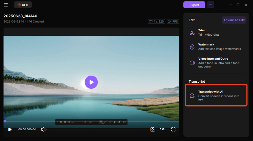 transcribe video to text