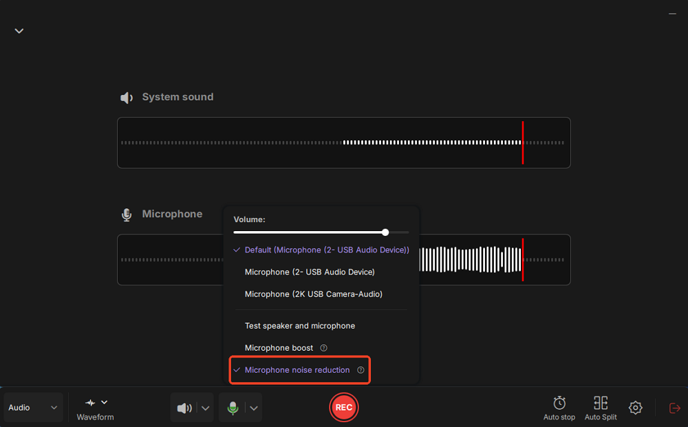 turn on microphone noise reduction