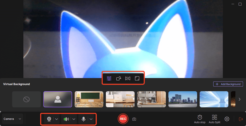 adjust settings for webcam recording