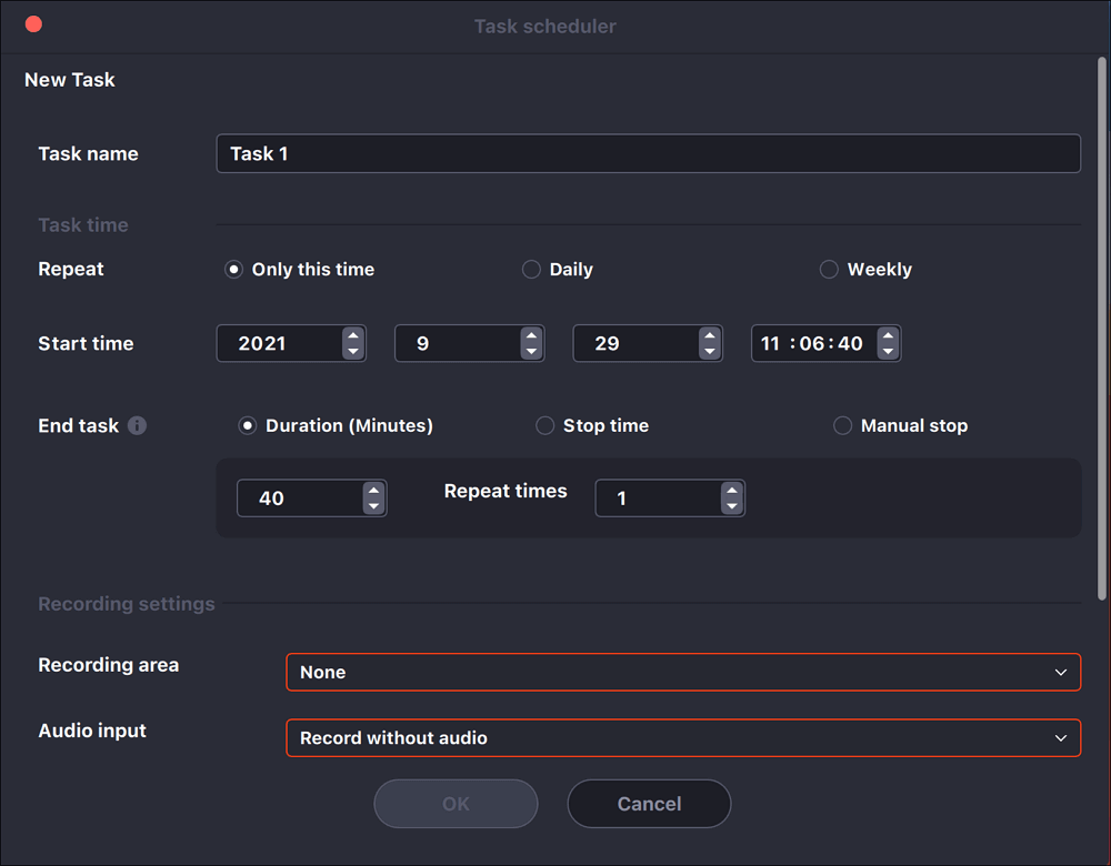 customize recording task 1