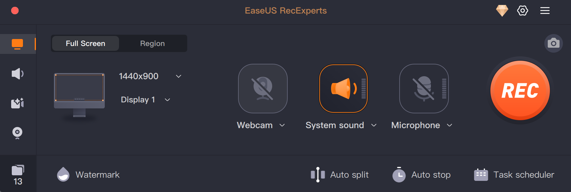 interface do usuário do EASEUS RECEXPERTS