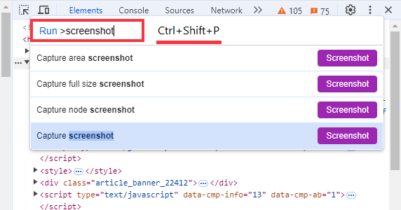capture d'écran de Google avec l'outil de développement