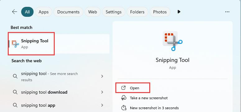 capture d'écran de l'outil de capture