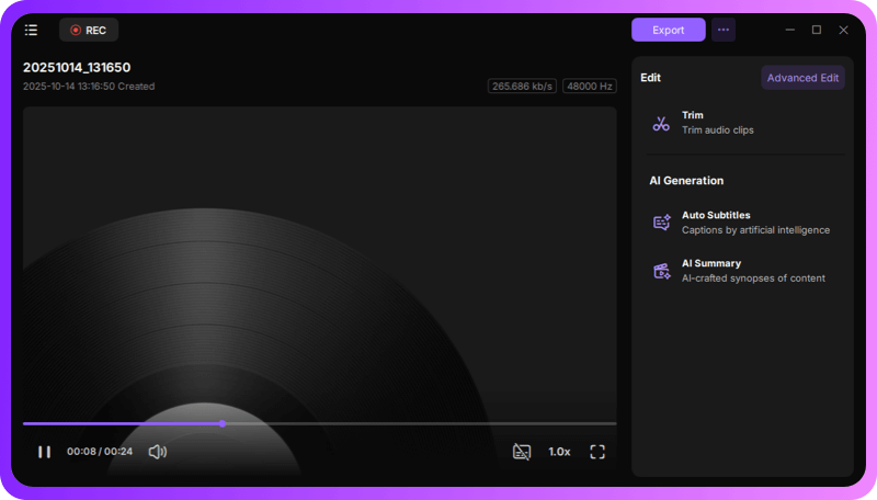 save and edit recording