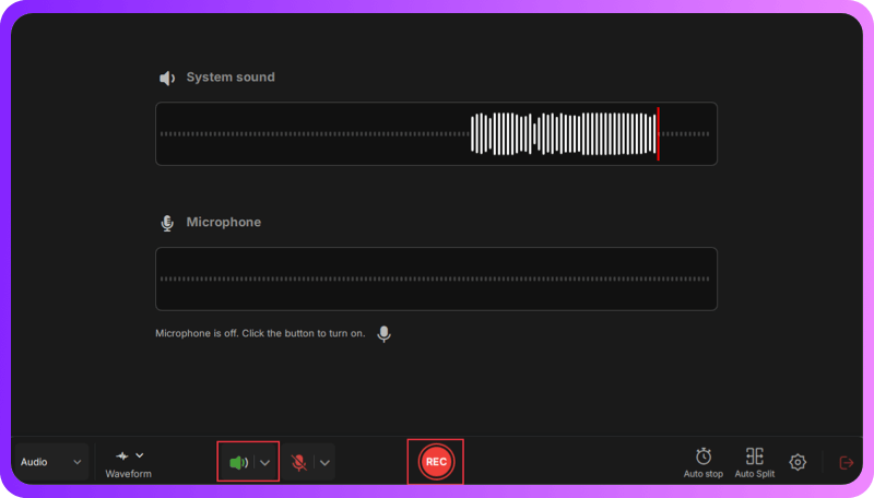 start streaming audio recording<br>