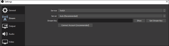 aggiungere la chiave del flusso a obs