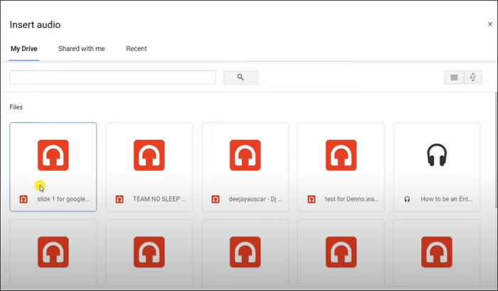 Seleziona file audio