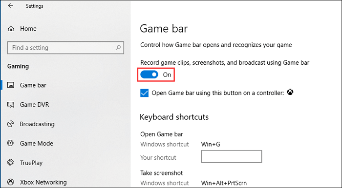 Abilita il registratore dello schermo integrato di Windows 10