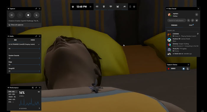 barra di gioco: registra il gameplay dei sim