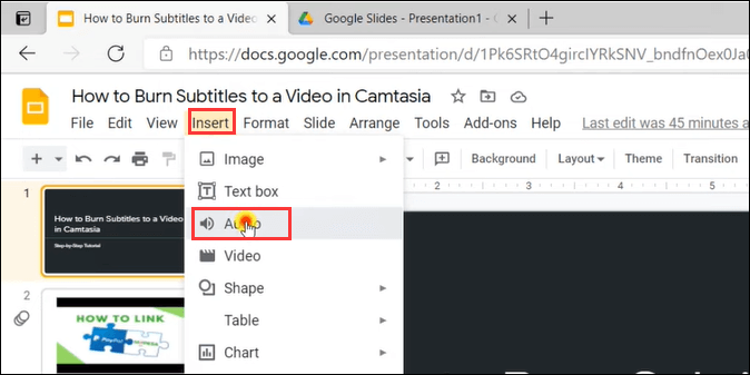Importa il file audio registrato nelle presentazioni di Google