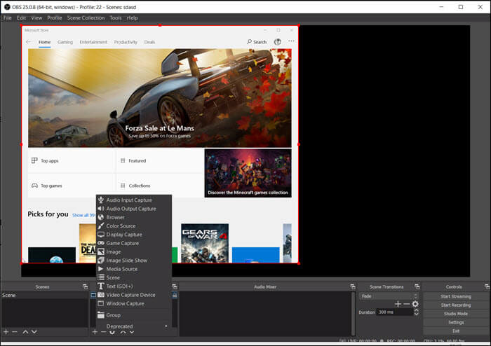 obs crea la registrazione sorgente