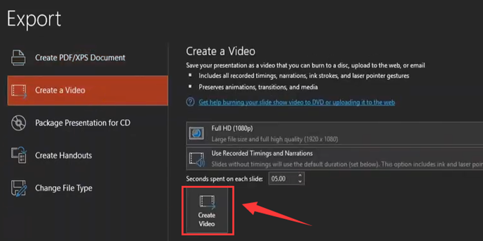 powerpoint crea video