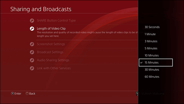 definire la durata della registrazione