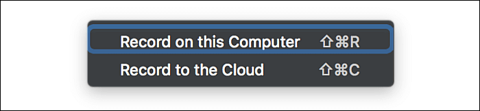 Scegli l'opzione per registrare un webinar su zoom