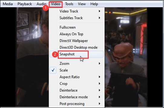 Screenshot VLC nel menu