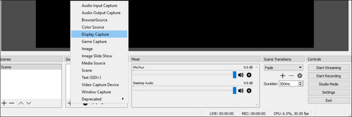 seleziona la sorgente video