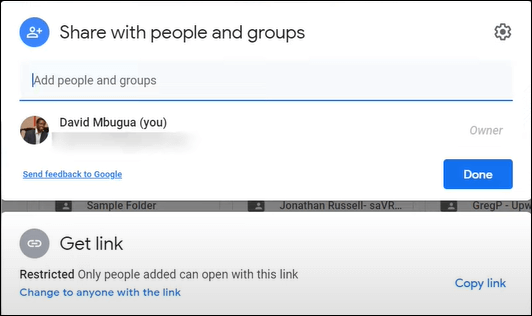 Crea link di condivisione
