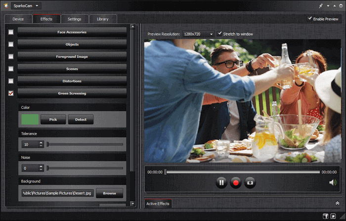 sfondo virtuale sparkocam