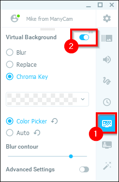 fondale virtuale manycam