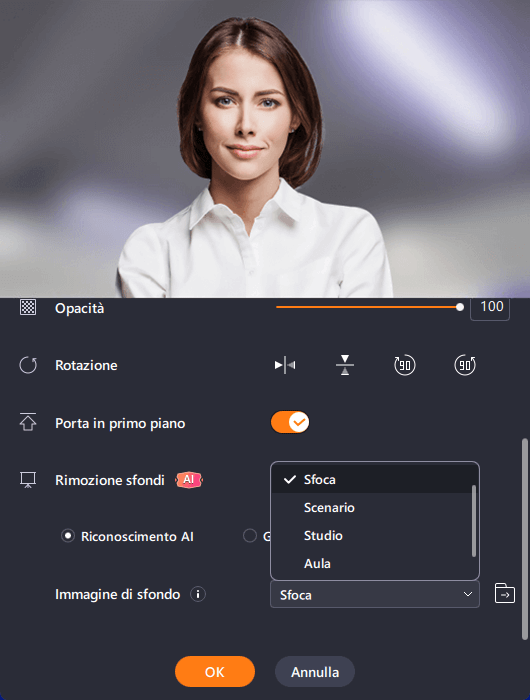 Metti in pausa o interrompi la registrazione