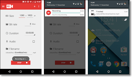 androidでrecスクリーンレコーダーでビデオ通話を録画