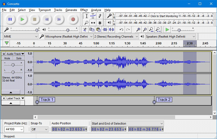 audacity-freeで録音