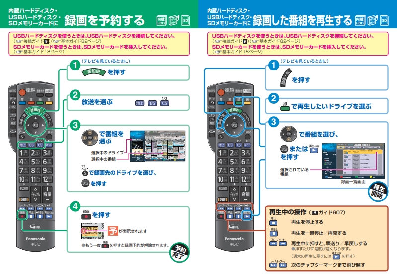 テレビでの録画予約と再生