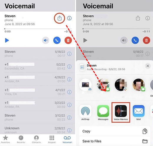 iPhoneでボイスメールを録音する