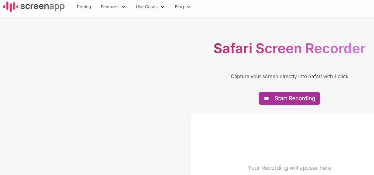 ScreenApp screen recorder for Safari
